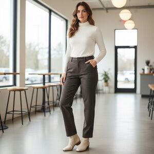 Sandro Sportswear Chocolate Brown Stretch Straight Slim Leg Womens Pants Size 12